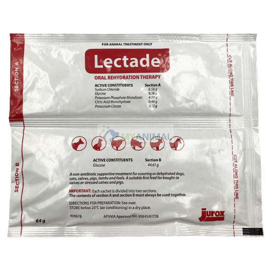 Jurox Lectade Oral Rehydration Powder Duo-Sachets 64g