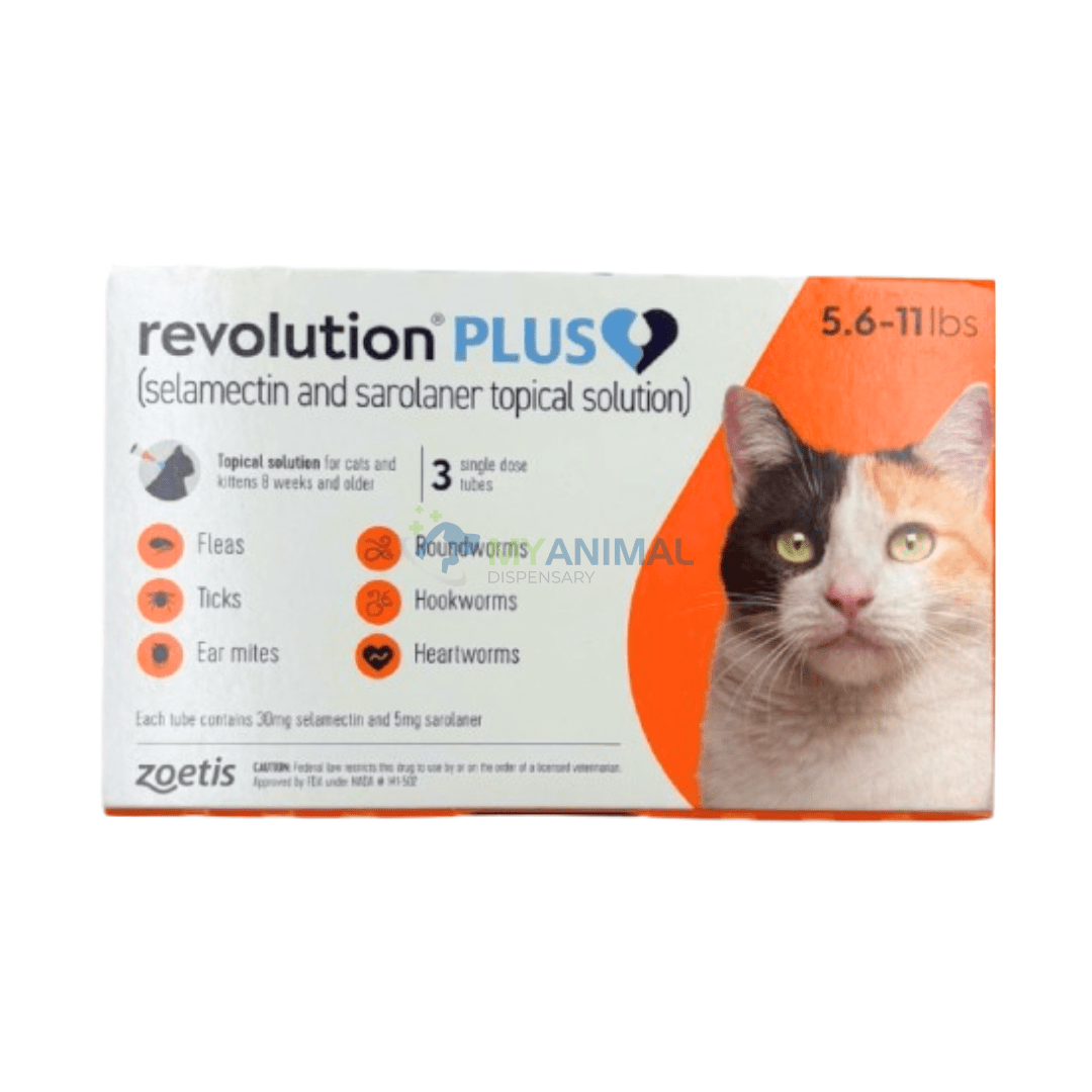 Revolution Plus Medium Orange Fleas Ticks Worms Prevention for Cats (2.6Kg to 5kg)