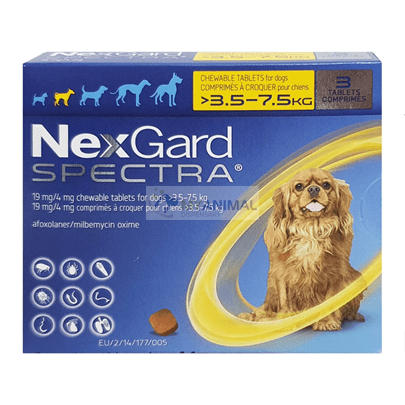 Nexgard Spectra Fleas Ticks Mites Heartworms Prevention for Small Dog (3.5-7.5Kg)