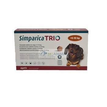 Simparica Trio Flea Tick Heartworm Prevention for Dogs (5.1 to 10Kg)