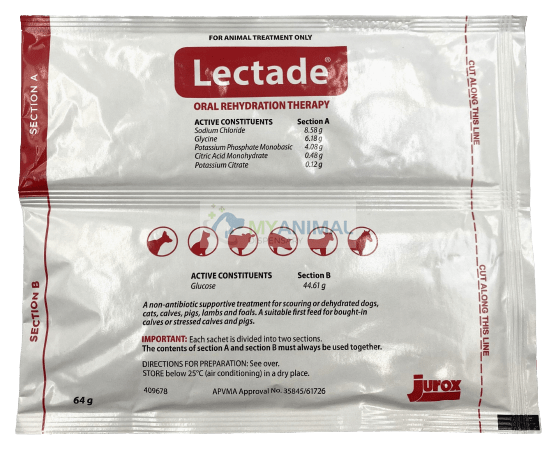 Jurox Lectade Oral Rehydration Powder Duo-Sachets 64g