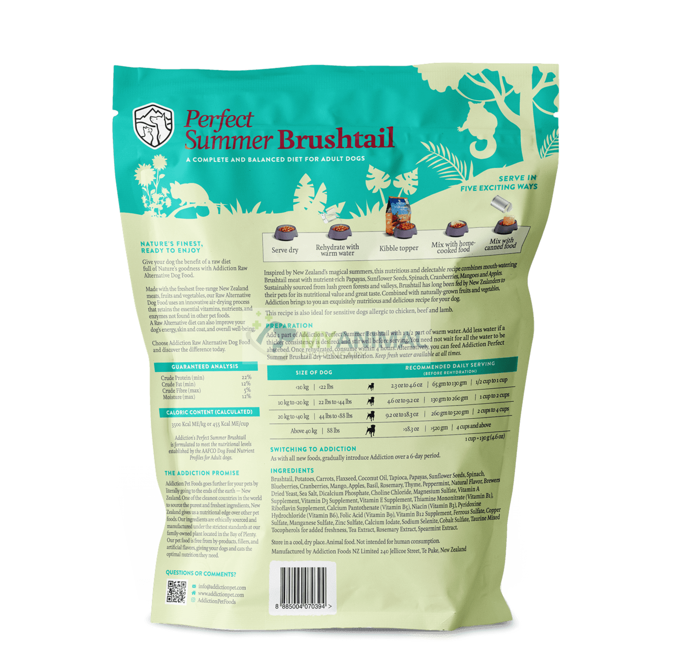 Addiction Perfect Summer Brushtail Grain-Free Raw Dehydrated Food for Dogs (2lbs)